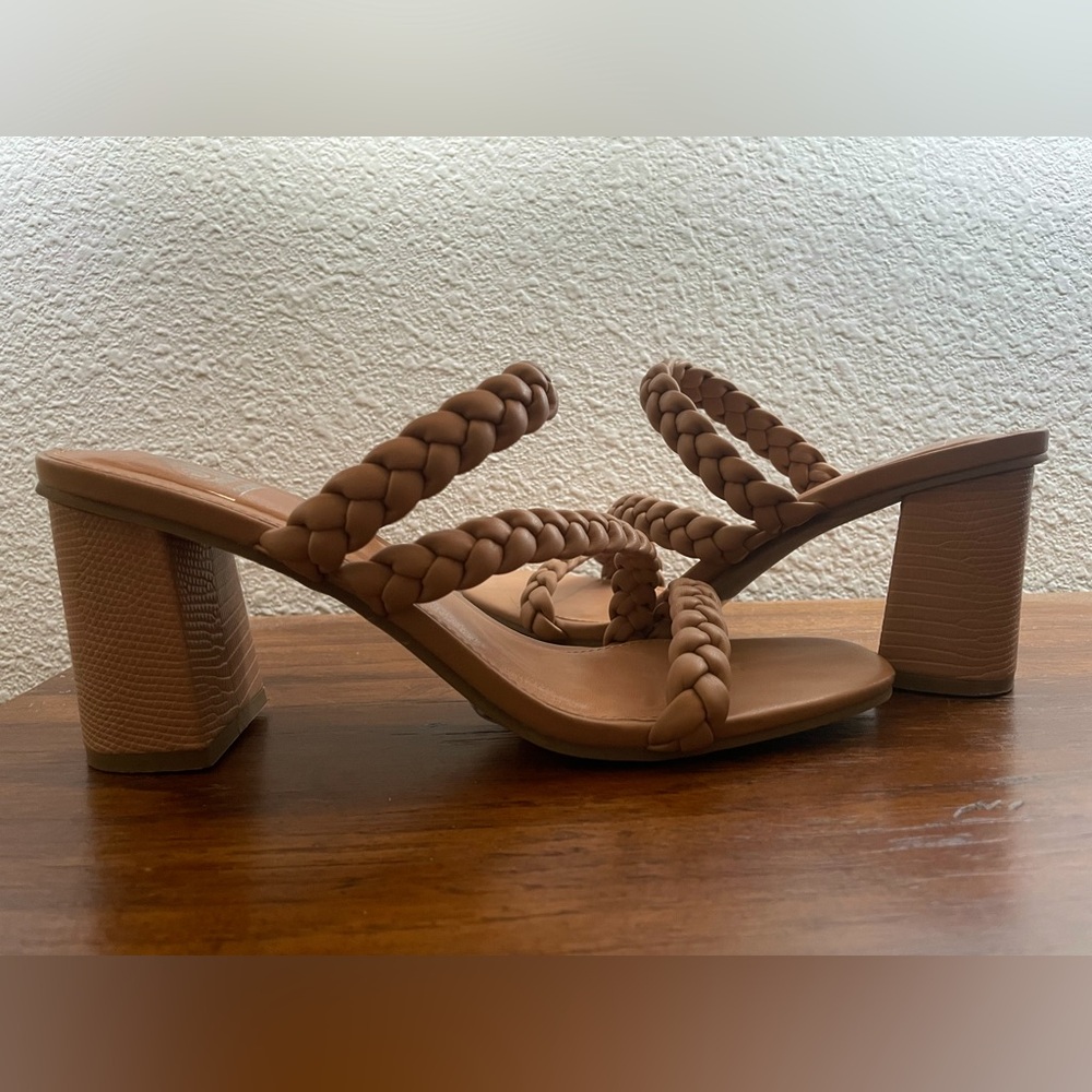 DV Dolce Vita Halleigh Briaded Tan Block Heels